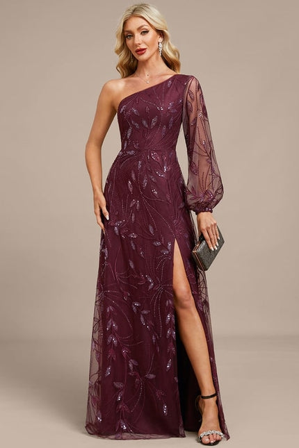 Robe Trapèze Violet Pailleté Élégant - gallery 6