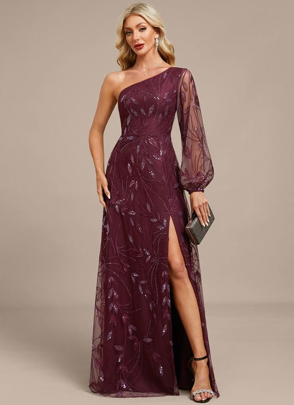 Robe Trapèze Violet Pailleté Élégant - gallery 6