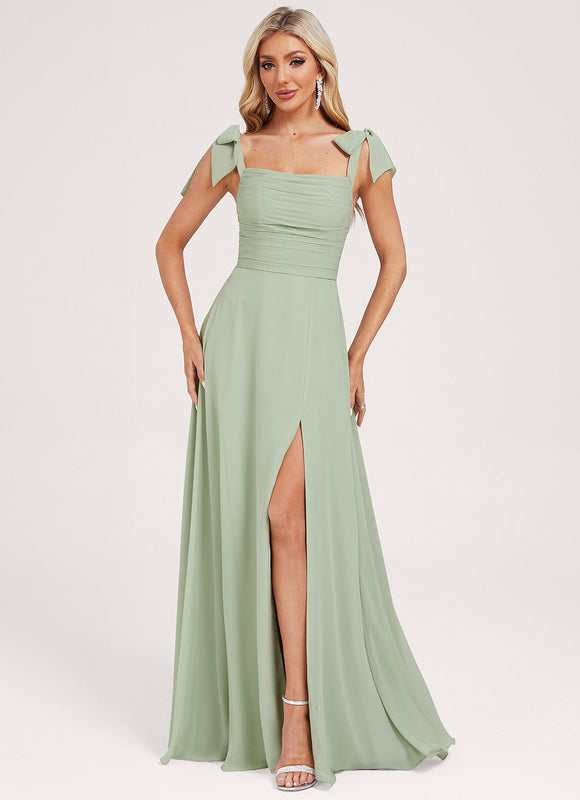 Robe Trapèze Vert Doux Satiné - gallery 4