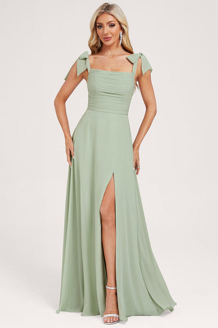 Robe Trapèze Vert Doux Satiné - gallery 4