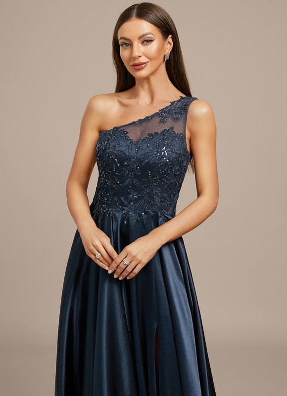 Robe Trapèze Asymétrique Scintillante - gallery 1