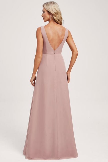 Robe Trapèze Longue Beige Élégante - gallery 4