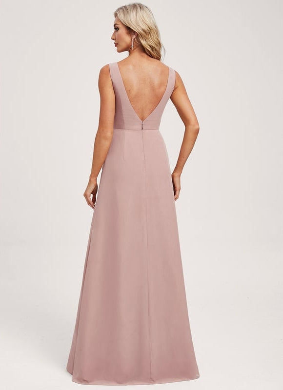 Robe Trapèze Longue Beige Élégante - gallery 4