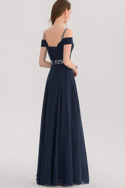 Robe Trapèze Bleu Marine Élégante - gallery 2