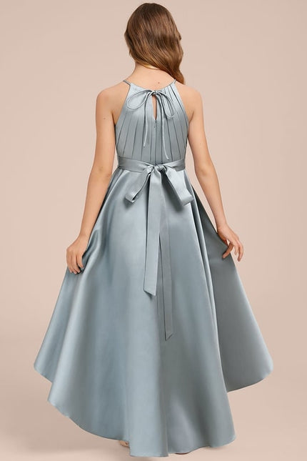 Robe Trapèze Satin Bleuté Élégante - gallery 1
