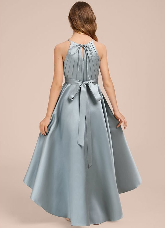 Robe Trapèze Satin Bleuté Élégante - gallery 1