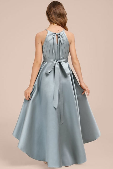 Robe Trapèze Satin Bleuté Élégante - gallery 1