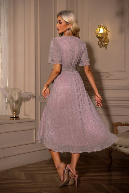 Robe Trapèze Tulle Rosée - gallery 1