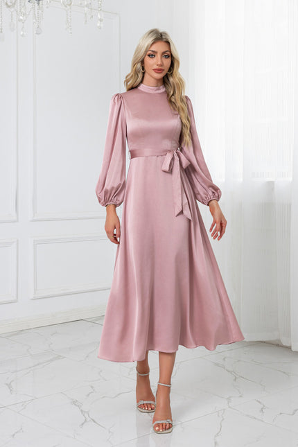 Robe Trapèze Rose Satinée - gallery 1