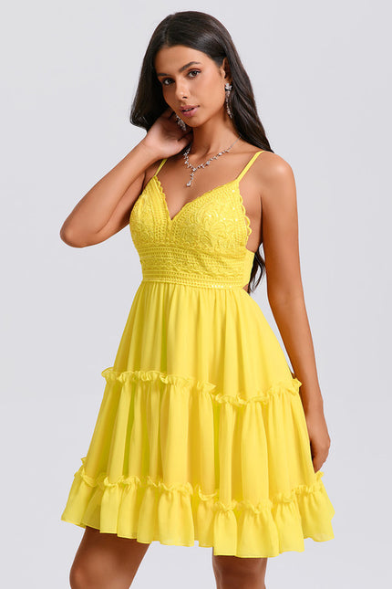 Robe Trapèze Jaune Flottante - gallery 4