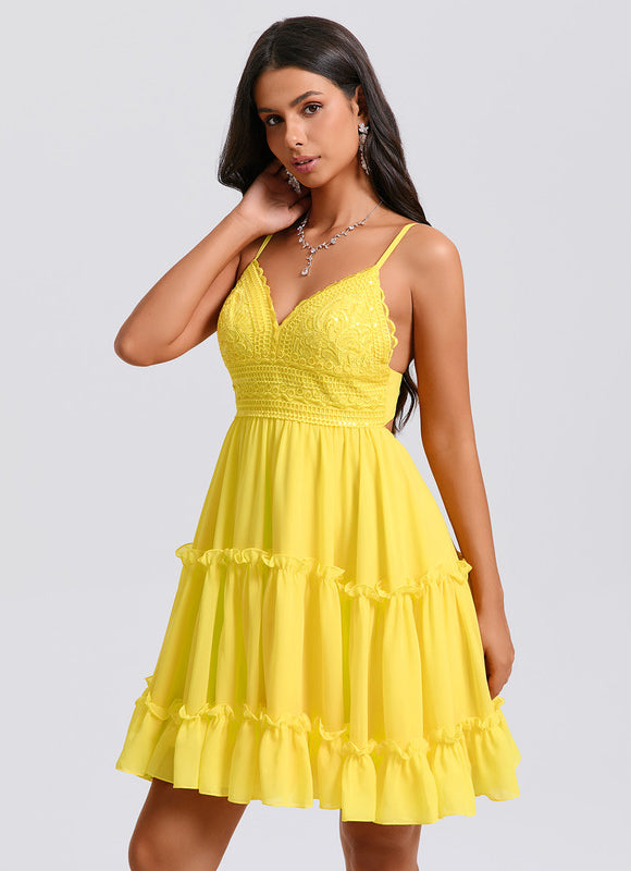 Robe Trapèze Jaune Flottante - gallery 4