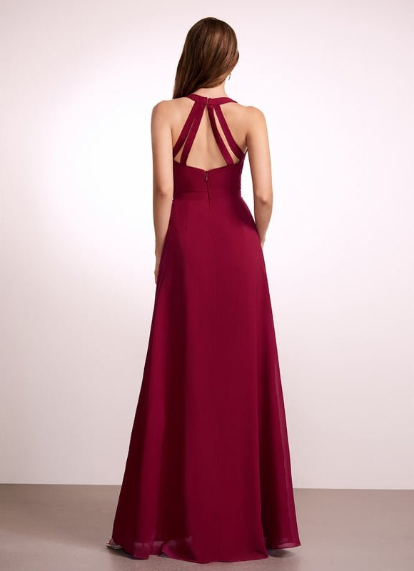Robe Trapèze Longue Beige Élégante - gallery 4