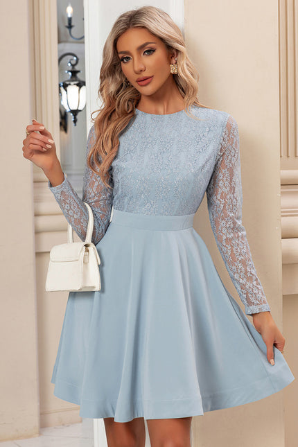 Robe Trapèze Ciel Dentelle Flottante - gallery 3