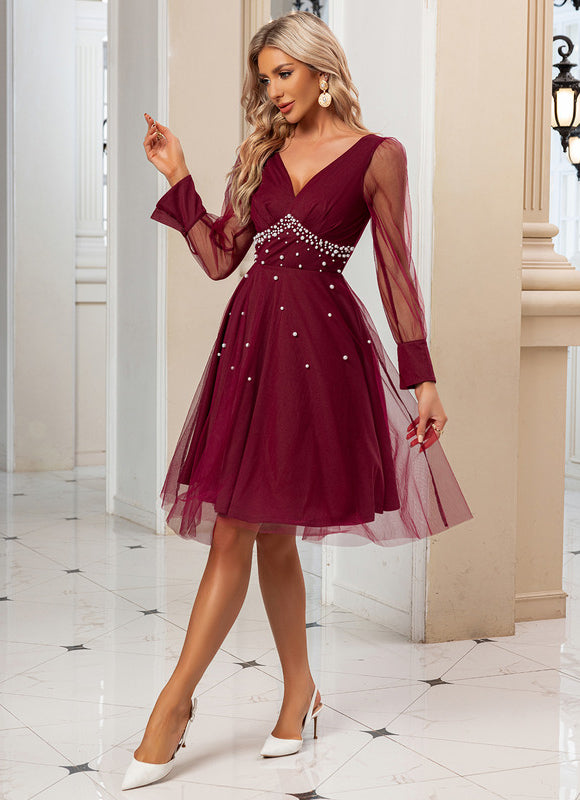 Robe Trapèze Cerise Lumineuse - gallery 6