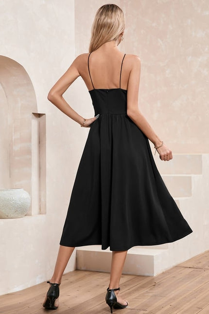Robe Trapèze Élégance Sombre Midi - gallery 7