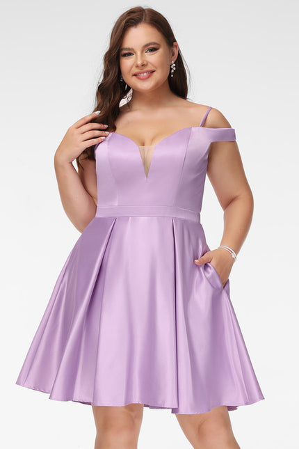 Robe Trapèze Lilas Satiné - gallery 5