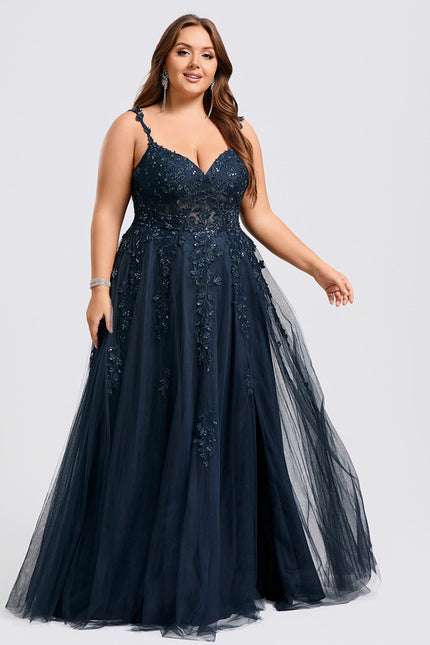 Robe Trapèze Bleu Lumineux Tulle - gallery 9