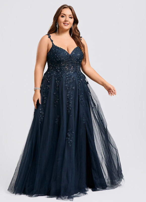 Robe Trapèze Bleu Lumineux Tulle - gallery 9