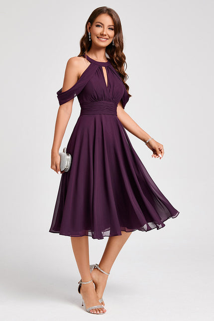 Robe Trapèze Chic Mousseline Violet - gallery 6