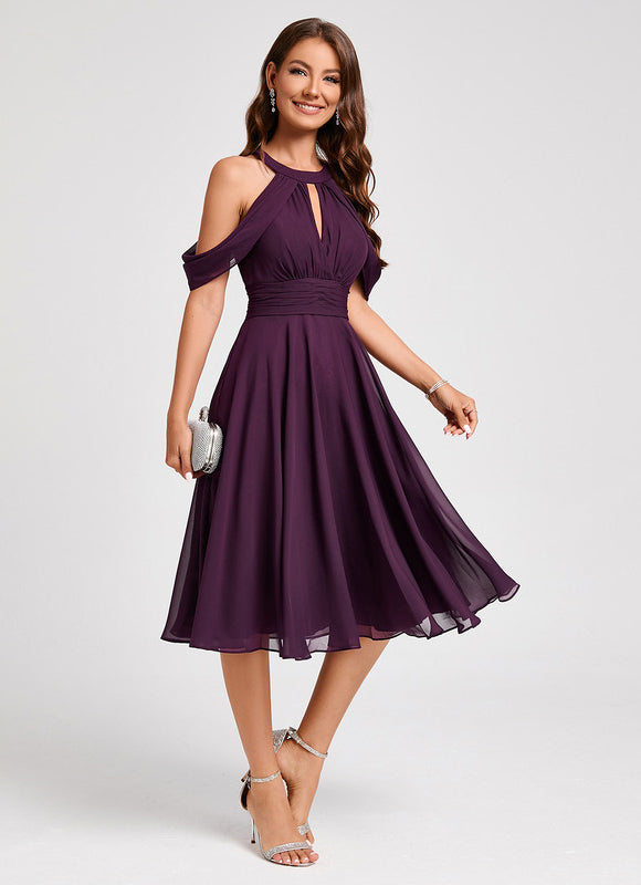 Robe Trapèze Chic Mousseline Violet - gallery 6