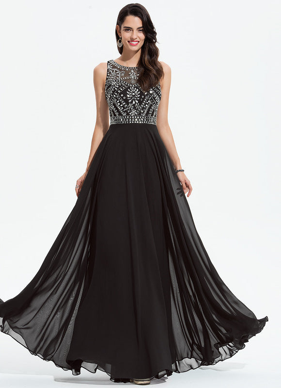 Robe Trapèze Noir Élégant Flottant