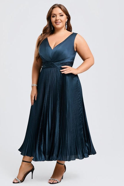 Robe Trapèze Plissée Satinée - gallery 9