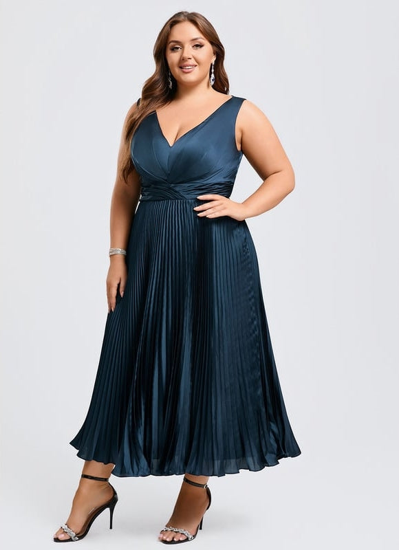 Robe Trapèze Plissée Satinée - gallery 9