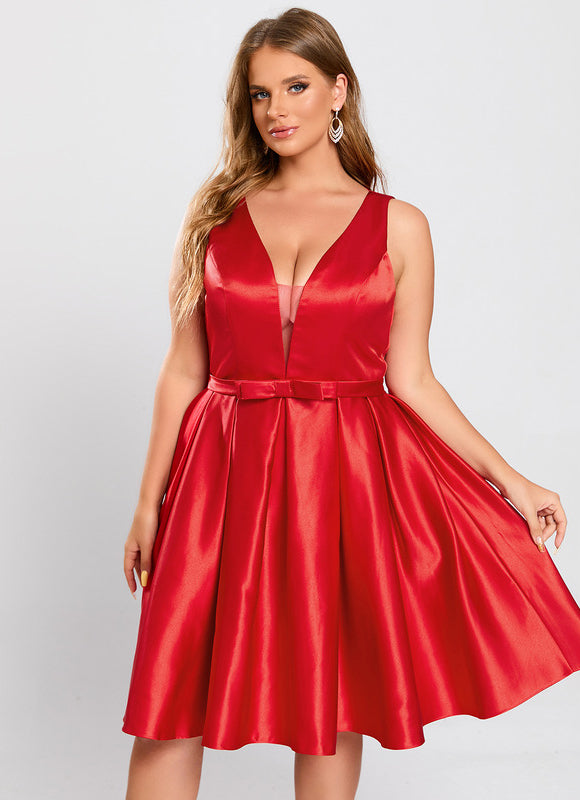 Robe Trapèze Évasée Satinée - gallery 9