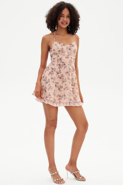 Robe Trapèze Verte Florale - gallery 2