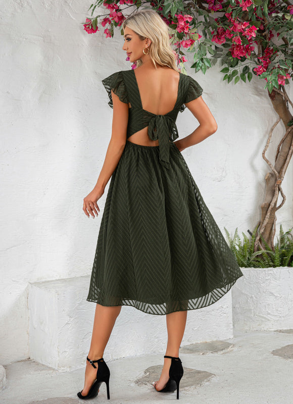 Robe Trapèze Feuille Émeraude - gallery 1