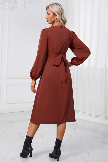 Robe Trapèze Chocolat Satinée - gallery 2