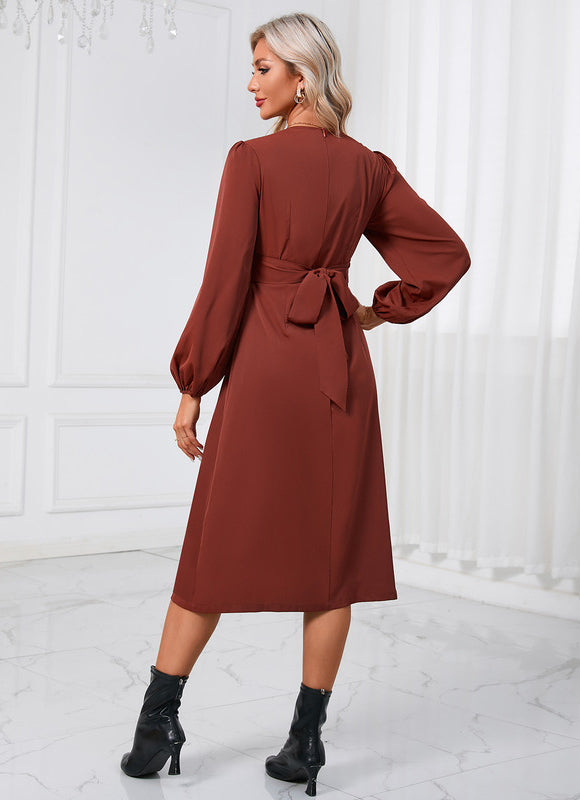 Robe Trapèze Chocolat Satinée - gallery 2