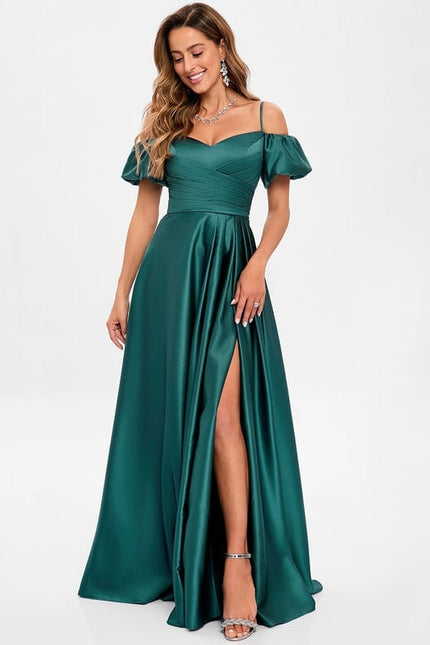 Robe Trapèze Satin Bleu Éclatant - gallery 3