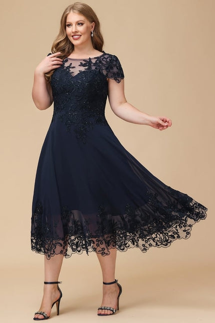 Robe Trapèze Bleu Élégance Chic - gallery 7