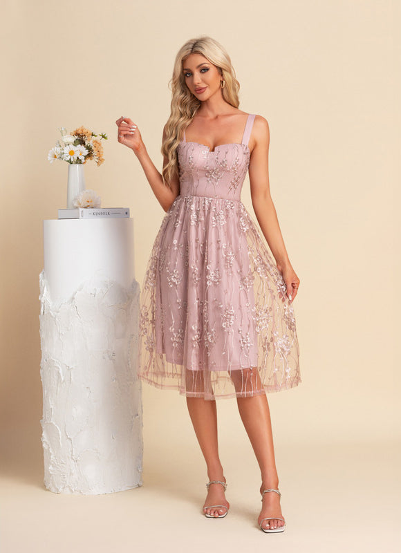 Robe Trapèze Éphémère Rose - gallery 3