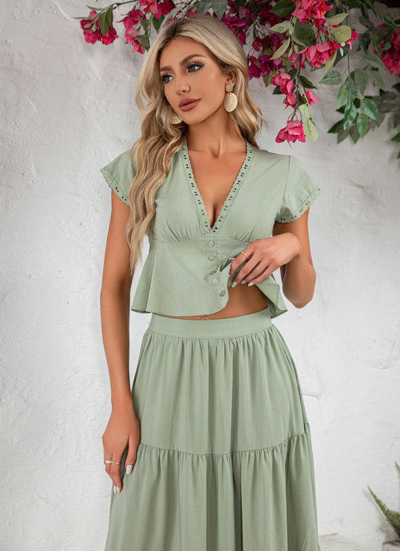 Robe Trapèze Vert Tendre - gallery 1