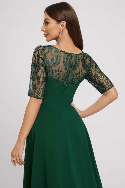 Robe Trapèze Cocktail Émeraude - gallery 4