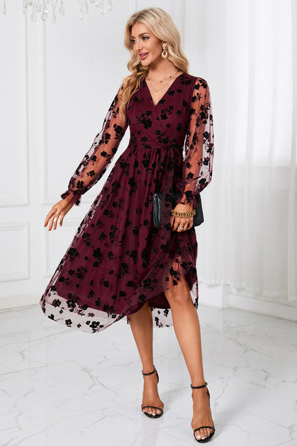 Robe Trapèze Noir Floral Aérien - gallery 7