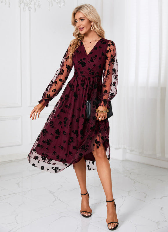 Robe Trapèze Noir Floral Aérien - gallery 7