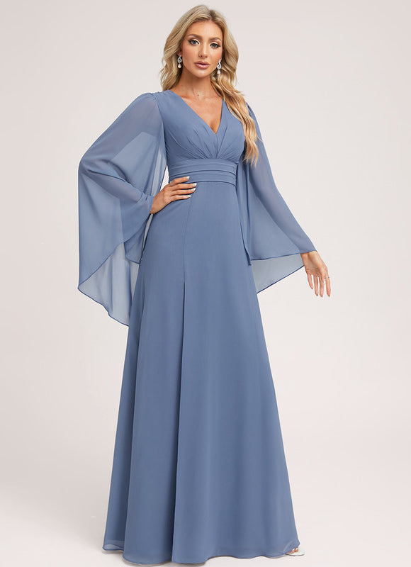 Robe Trapèze Longue Beige Élégante - gallery 3