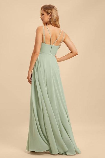 Robe Trapèze Bleue Soirée Longue Slit - gallery 1