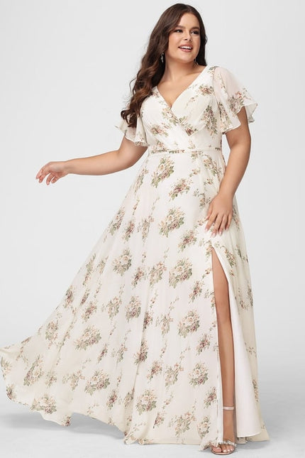 Robe Trapèze Longue Beige Élégante - gallery 6