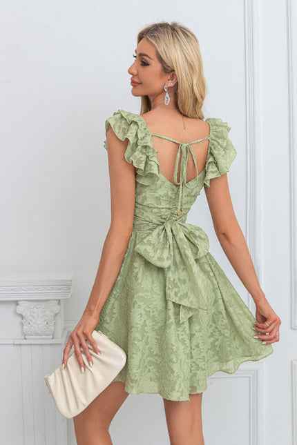 Robe Trapèze Verte Florale - gallery 2