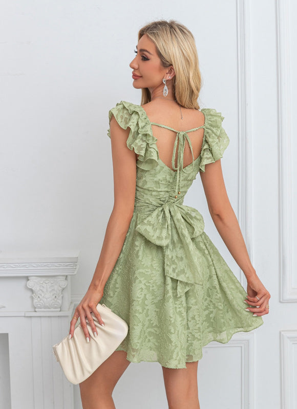 Robe Trapèze Verte Florale - gallery 2