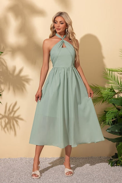 Robe Trapèze Élégance Sombre Midi - gallery 4
