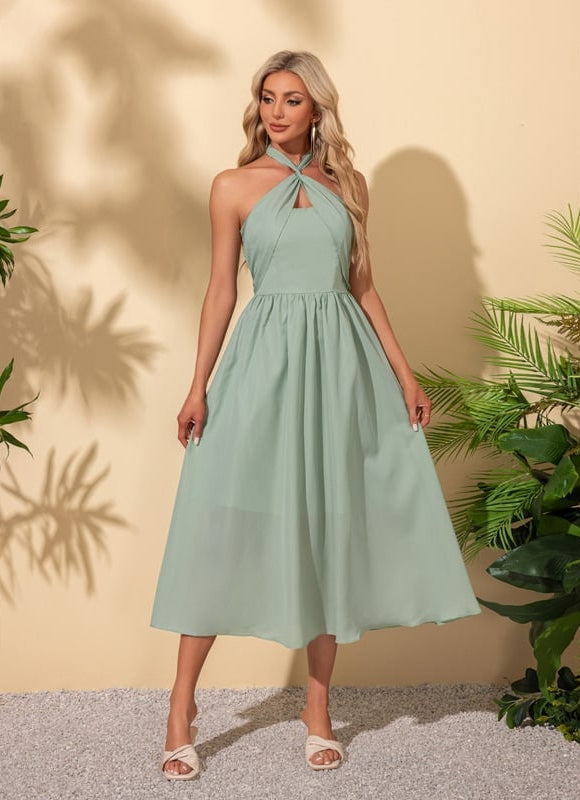 Robe Trapèze Élégance Sombre Midi - gallery 4