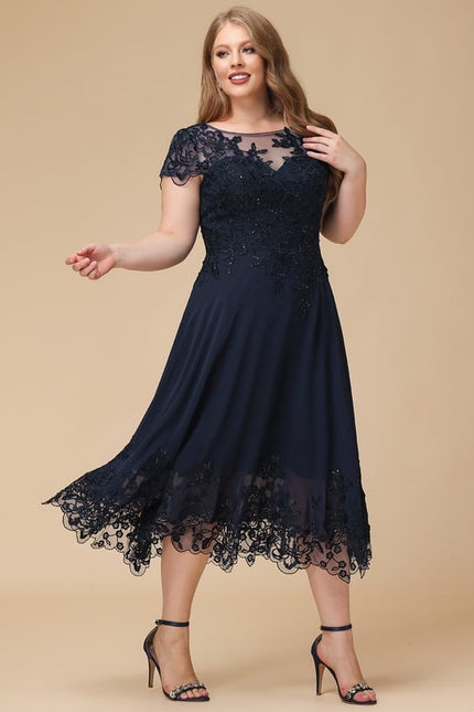 Robe Trapèze Bleu Élégance Chic - gallery 8