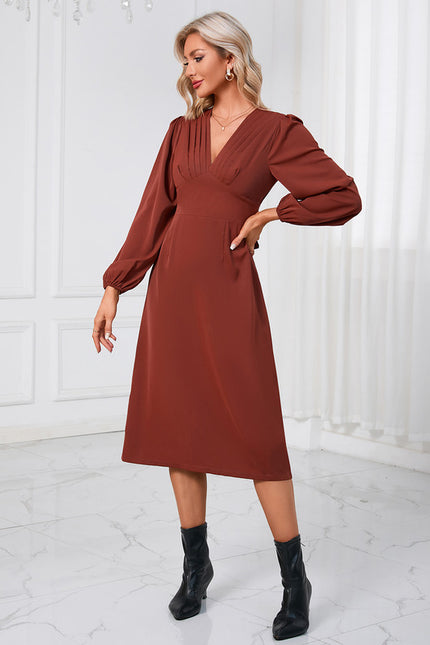 Robe Trapèze Chocolat Satinée - gallery 3
