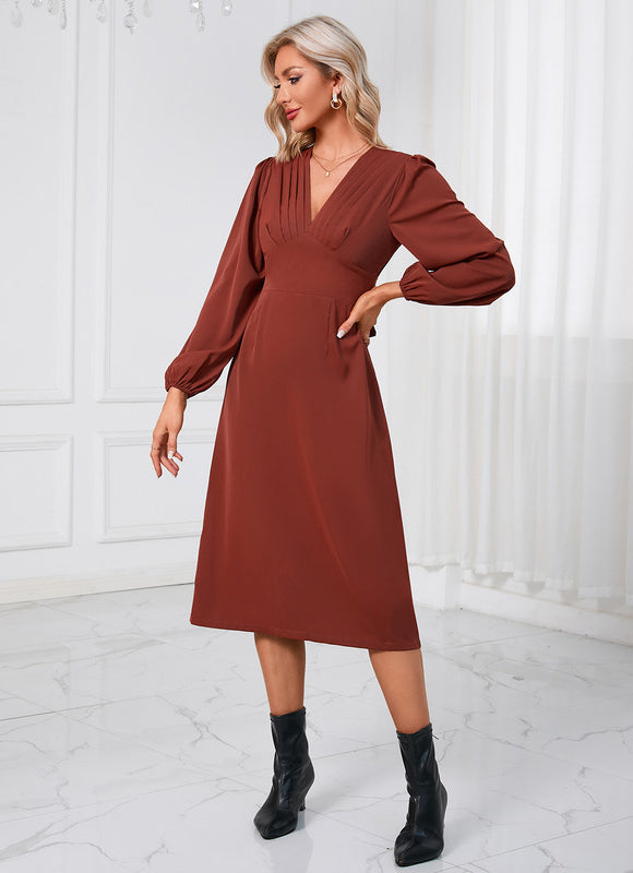 Robe Trapèze Chocolat Satinée - gallery 3