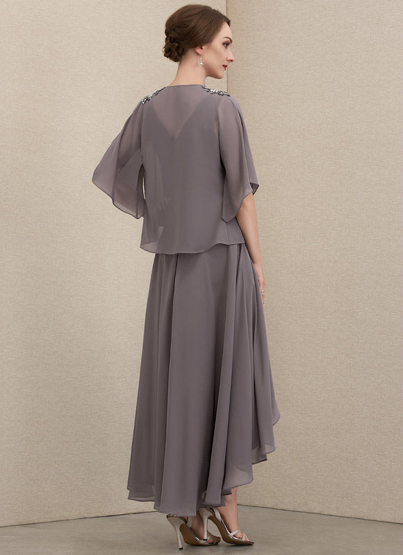 Robe Trapèze Gris Satiné Élégant - gallery 4